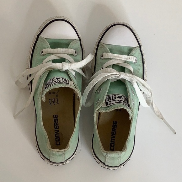 Converse low tops mint/white sneakers size 13 girl - Picture 8 of 12